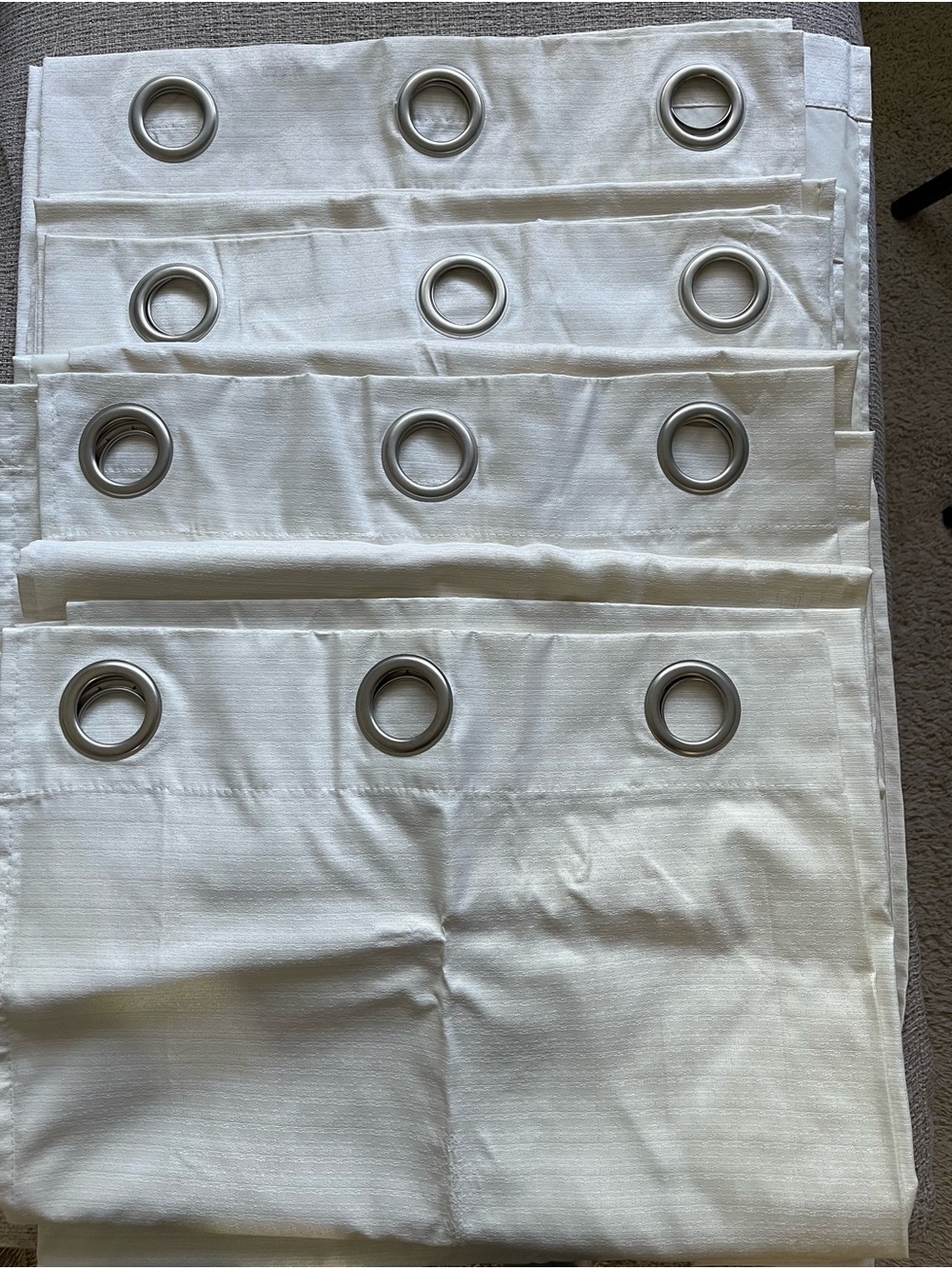 White Grommet Curtain Panels with Silver Eyelets - Set